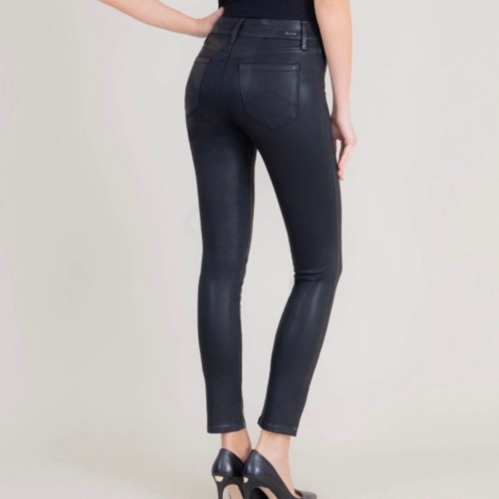 Slim High-Waist Black Coated Skinny Jeans - Women